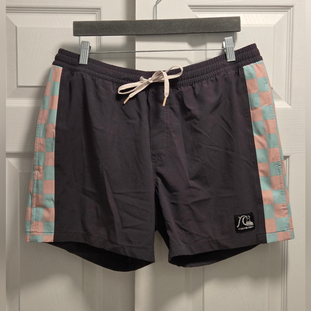 Quiksilver Retro Checkered Boardshorts Swim Trucks With Liner Size XL